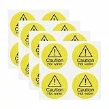 50 Stück Vorsicht Heißwasser Sicherheitsschild Aufkleber Warnschild Aufkleber Selbstklebend Aufkleber PVC Schild Aufkleber für Küche Restaurants Gelb Schwarz
