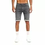 JEEL Herren Kurze Hosen - Slim-Fit Jeans-Shorts - 5-Pocket-Style - Stretch Herren-Shorts - Kurze Hose für Männer - Basic Washed - 4-Grau - 33W