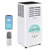 Serenlife Mobile Klimaanlage, 10.000 BTU – 3-in-1 Klimagerät mit Luftkühler, Ventilator & Luftentfeuchter – WLAN & Timer – für Zuhause & Büro – mit Fensterabdichtung