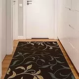 Ottomanson Ottohome-Kollektion Teppich mit Gummirückseite und modernem Blätter-Design, 100 cm x 150 cm, Braun