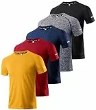 Boyzn 5er Pack T-Shirts für Herren, Sportshirt Herren Kurzarm Funktionsshirt Laufshirt Schnelltrocknend Sport Shirt Männer, Atmungsaktive Trainingsshirt Fitnessshirt Wandershirt Gym T Shirt 5P07-XL