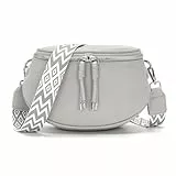 JSDOST Bauchtasche Damen klein Crossbody Bag Umhängetasche Damen Handtasche Veganes Leder Tasche Grau