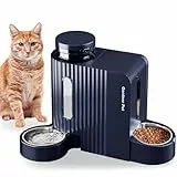 Gardner Pet Automatischer Futterspender für Katzen/Hunde 2 Näpfe(3L*2), Futterautomat Katze und Wasserspender Hund mit Edelstahlschüssel, Ohne Strom, BPA Frei, Gravitation Katzenfutter Automat (Blau)