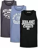 JACK & JONES Herren Tank-Tops Vielfältige Prints | Schmale Passform und atmungsaktive Baumwolle (3er Opt - 1 (3er Havka TT, L))