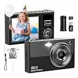 Digitalkamera 4K 64MP Fotokamera 16X Digitalzoom Kamera, Vlogging Fotoapparat Kompaktkamera mit 2,8' LED Bildschirm, 64G Micro Speicherkarte, 1 Akku für Kinder Teenager Studenten Anfänger-Schwarz