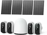 WUUK Überwachungskamera Aussen Akku Solar Set, 2K WLAN Kamera Outdoor 4pcs, 32G Lokaler Speicher, Unterstützt Alexa/Google Home/8 Camera,Kompatibel mit 2.4G/5G WiFi,Smart Erkennung