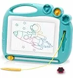 Zaubertafel Maltafel Magnettafel Reisegröße,Magnetische Zaubertafeln Kinder Bunt Zeichenbrett Pädagogische Magnettafel Spielzeug-Geschenk mit 3 Magnetische Stempel für Kinder 3 4 5 Geschenke(Hellblau)