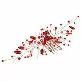 Kichvoe Braut Haarkamm Kristall Hochzeit Kopfschmuck Roter Haarschmuck Haar Kamm Elegant Für Frauen Mädchen 6.69X2.76 Zoll