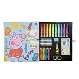 Peppa Pig Malkoffer für Kinder - Buntstifte, Filzspitzen, Bleistifte, Aufkleber - kreatives Geschenk für Mädchen & Jungen, ideal für Reisen & Schule