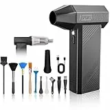 MJY 180000 U/min 2 in 1 Elektrische Staubgebläse Druckluftspray,7600mah Akku 4-Gang einstellbar Compressed Air Duster Mit LED Laterne für PC Reinigungsset Mini Autostaubsauger