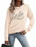 Gyabnw Damen Sweatshirt ohne Kapuze Rundhalsausschnitt Pullover für Frühling Herbst dünnes und leichtes Design