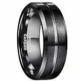 NUNCAD Ringe für Herren/Damen Schwarz Wolframcarbid Ring Kratzfest 8mm Edler Wolfram Ring als Verlobungsringe/Trauung Ringe/Freundschaftsringe/Partnerringe Größe 65 (20.7)