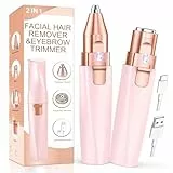 Augenbrauenrasierer & Gesichtshaarentferner für frauen: 2-in-1 Augenbrauen Trimmer und Gesichtsrasierer frauen, iFanzeTech Gesicht-Epilierer Damen für Oberlippe,Kinn und Wangen, Rosa