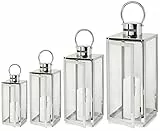 SEVICO Laterne XXL Set 4 Gartenlaterne Metall Windlicht Laternen Deko Kerzenhalter Kerzenleuchter Kerzenständerr für Outdoor Wohnzimmer Garten Balkon Innen Indoor