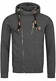 Indicode Herren Elm Kapuzensweatjacke | Herrenhoddie Hoodie Kapuzenpullover Männer Charcoal Mix, M