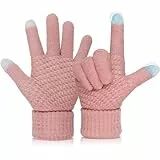 Abeillo Winterhandschuhe, Strickhandschuhe Touchscreen, Touchscreen Handschuhe, Fingerhandschuhe Winterhandschuhe, Sporthandschuhe, Winter Damen Handschuhe, Handschuhe Winter für Damen Herren (Rosa)