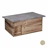 Relaxdays Igelhaus, Bausatz, Igelbau mit Boden, Rattenklappe & Labyrintheingang, Holz, HxBxT: 21 x 46 x 34 cm, geflammt