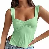 Damen Y2k Crop Tank Tops Square Neck Low-Cut Einfarbig Kurz Tops Ärmellos Slim Navel Camis Weste Camis