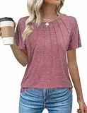 Gyabnw Bluse Damen Elegant Spitze Tshirts Sommer Rundhals Kurzarm Oberteile Shirts