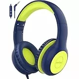 EarFun Kinder Kopfhörer, Kopfhörer Kinder mit Kabel, 85/94dB Lautstärkenbegrenzer, HiFi Klang, faltbar, verstellbar, Mic, Audio-Sharing, Over-Ear Kinderkopfhörer für Schule/Tablet/Reisen, Dunkelgrün