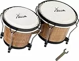 XDrum PERC Bongos Club Weinrot - 2 Trommeln mit 6' und 7' - Bongotrommeln mit stimmbaren Naturfellen und Stimmschlüssel - Holztrommeln Tobacco