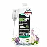 BiOHY Bodenreiniger für alle Wischroboter mit Frühlingsduft (1l Flasche) + Dosierer | Schaumarm & Streifenfrei | Reinigungsmittel Konzentrat für alle Böden