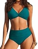 AI'MAGE Bikini Damen Set Sexy Bauchweg Push Up Badeanzug Swimsuit Summer Bademode Schnorchel Blau M