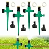 ISparbox 4 Paar Rasensprenger, Wassersprenger Einstellbar Automatische Bewässerungssystem, automatischer Garten-Wassersprinkler auf Stachelsockel, 360 Grad Große Flächenabdeckung für Rasen (Grün)