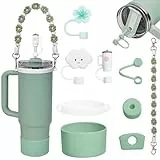 Orvilsen Stanley Zubehör Auslaufschutz Stanley Cup Zubehör Set Accessories Silicone Plug Straw Lid Handle Strap Boot for Stanley Cup 1.2 L and 850 ML 9-Piece（Matcha Grün）