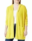 Samoon Damen Offener Long-Cardigan mit Kapuze Langarm unifarben Light Sun 46