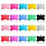 Classicseali 20 Stück Hundemarke Knochen,Metall Erkennungsmarken Rohlinge,Doppelseitige Personalisierte Hunde Marke für ID-Tags,Katzennamen,DIY-Dekorationszubehör,10 Farben