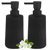 Moderne Seifenspender Schwarz Kunststoff Spülmittelspender, Seifenspender Bad für Badezimmer, Arbeitsplatte, Küche, Soap Dispenser mit Pumpspender (Schwarz 2 Stück)