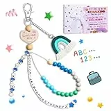 KEELYY Geschenke zur Einschulung Junge Blau Rechenkette 2025 Schulkind Schultüte Anhänger Schulanfang Geschenk Schultüte Füllung Glücksbringer mit Grußkarte Geschenkbox