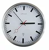 Unilux Wanduhr Station Bahnhofsuhr mit Funksteuerung und leisem Uhrwerk