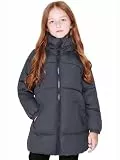 SOLOCOTE Mädchen Wintermäntel Heavyweight Mediun Länge Warme Jacken Daunenähnliche Baumwolle Watte Outwear Schwarz 140