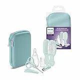 Philips AVENT Babypflege-Set – Starter-Set mit 9 Zubehörteilen: Nagelknipser, Schere, 3 Nagelfeilen, Kamm, Haarbürste, Nasensauger und Fingerzahnbürste (Modell SCH401/00)