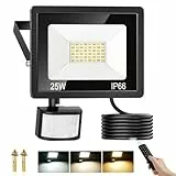 COTLEDL 25W LED Strahler mit Bewegungsmelder Außen, 2700LM Dimmbar Außenstrahler Aussen mit Fernbedienung, IP66 Wasserdicht Scheinwerfer Warmweiß Neutralwei Kaltweiß LED Fluter für Garten Hof Garage