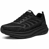 URDAR Laufschuhe Herren Sneaker Sportschuhe Turnschuhe Atmungsaktiv Innen Außen Freizeit Straßenlaufschuhe Fitness Jogging Schlüpfen(Schwarz Laufen,44 EU)