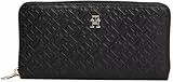 TOMMY HILFIGER Damen TH ICON LRG ZA Mono EMBO AW0AW17955 Zip Around Wallet, Schwarz (Black), Einheitsgröße, Schwarz (Schwarz), One Size