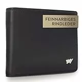 BRAUN BÜFFEL Herren Geldbörse aus echtem Rindsleder Golf mit RFID Schutz - Zetilose Geldbörse mit 8 Kartenfächern - Edles Schwarz