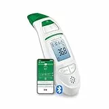 medisana TM 750 connect digitales 6in1 Fieberthermometer Ohrthermometer für Baby, Kinder und Erwachsene, Stirnthermometer mit visuellem Fieberalarm, Speicherfunktion und Bluetooth