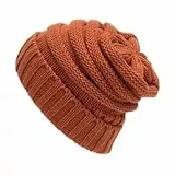 Itkcozcg Strickmütze aus Acryl für Herren und Damen, Wintermütze, modisch, warme Mützen, weiche Zopfstrickmütze, Outdoor-Aktivität, weich, warm, Wintermütze, rostrot, One size