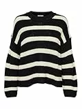 JdY Damen Jdyjusty L/S Stripe KNT Noos Pullover, Black/Stripes:Eggnog, XL EU