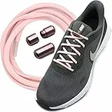 Run out sports Elastische Schnürsenkel ohne binden mit Metallkapseln rund Schuhbänder mit Schnellverschluss bunt Kinder Erwachsene (Pale Rose)