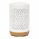 Earnest Living Diffusor für ätherische Öle, weißer Keramik-Diffusor, 250 ml, Timer, Nachtlichter und Auto-Off-Funktion, Heimbüro, Luftbefeuchter, Aromatherapie-Diffusoren, Geschenk
