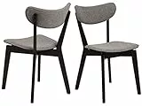 AC Design Furniture Roxanne Esszimmerstühle 2er Set, H: 79,5 x B: 45 x T: 55 cm, Grau/Schwarz, Stoff/Gummibaumholz, 2 Stk.