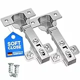 LIVING-TEC ® Scharnier mit Softclose in Standardgröße 2er Set inkl. ø5mm Euroschrauben| Türscharniere mit Gasdruckfeder | Schrankscharnier mit 105° Öffnungswinkel | Topfscharnier ø 35 mm