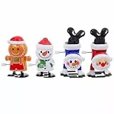 NUOBESTY 4 Stück Aufziehspielzeug Weihnachten mit Weihnachtsmann Schneemann Elch Pinguin aus Sicherem PP Mechanisches Weihnachtsspielzeug für Kinderparty und Geschenk