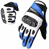 WTACTFUL Motorrad Handschuhe Herr, Leder motorradhandschuhe Sommer Touchscreen Atmungsaktive für Motorrad, Moped, Motorcycle, Mountainbike Blau XL