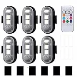 AVCXEC 6 Stück Kabellose LED Lichter, 8 Farben Strobe Drone Light, Wasserdicht Auto Fernbedienung Blitzlicht mit Fernbedienung, USB-Aufladung Antikollisionslichter, LED Aircraft Strobe Lights